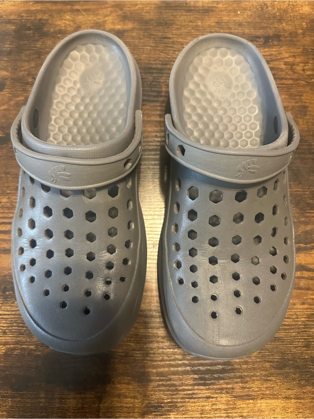 CROCS Kids Light Gray Vented Clogs with Heel Strap